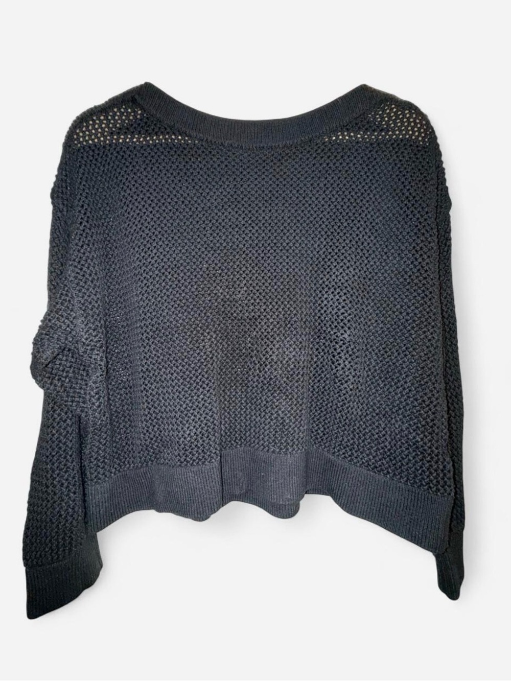 Old Navy Black Open-Knit Crewneck Sweater